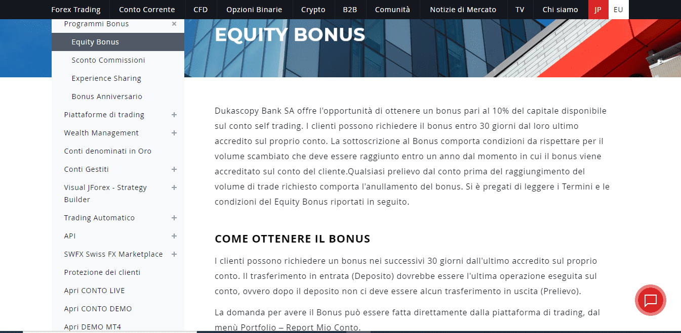 Recensione di Dukascopy - Programmi bonus